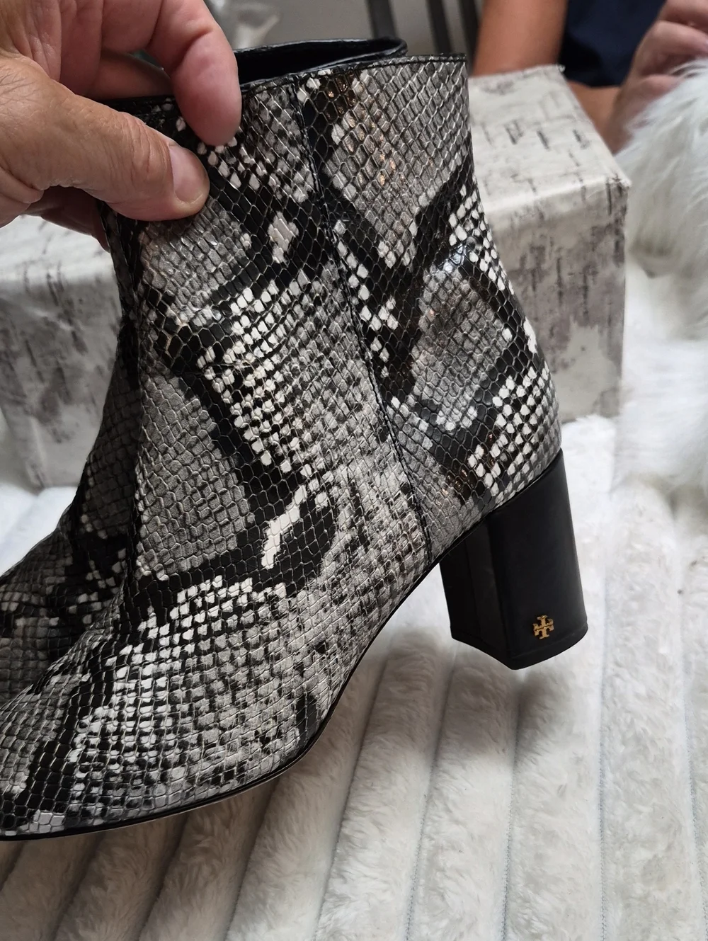 Tory Burch Brooke Snake Print Leather Booties Women's Sz 8 M $450